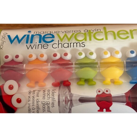 Joie MSC Wine Watchers 6-Piece Silicone Wine Glass Charms Reusable Monsters - Picture 5 of 5